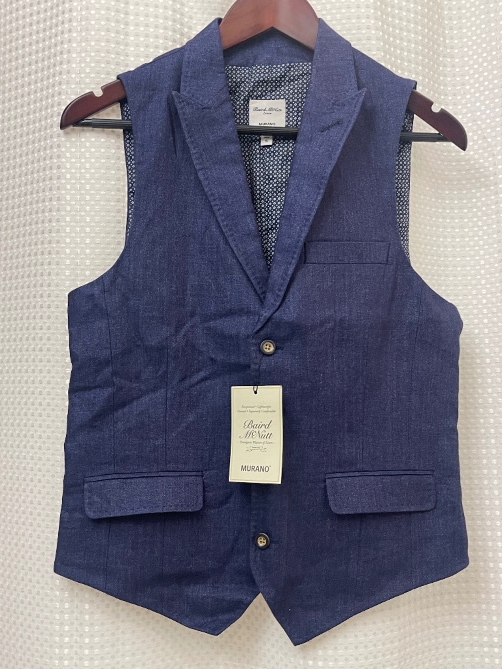 Murano Navy Blue Linen Suit Vest